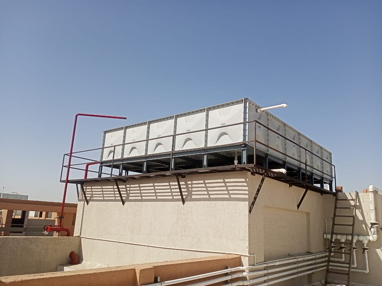 Roof-level GRP Panel Water Tank installation